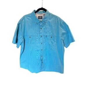 G.H. Bass & Co. Short Sleeve Button-Up Shirt Blue Cotton Blend Mens XLG